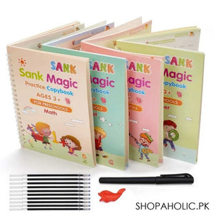 (Set of 4) Sank Magic Book for Kids 1 Magic Pen 1 Grip Holder